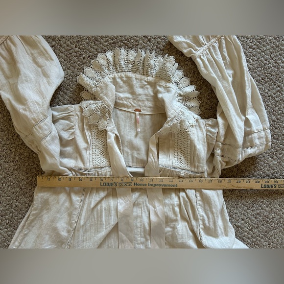 Free People 5 O'clock Tea Time Mini Dress Ivory Color Cotton size XS - Picture 10 of 11